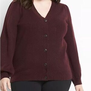 Lane Bryant Cardigan Women ‎ 14/16 Gorgeous Burgundy/wine  Button Front Cardigan